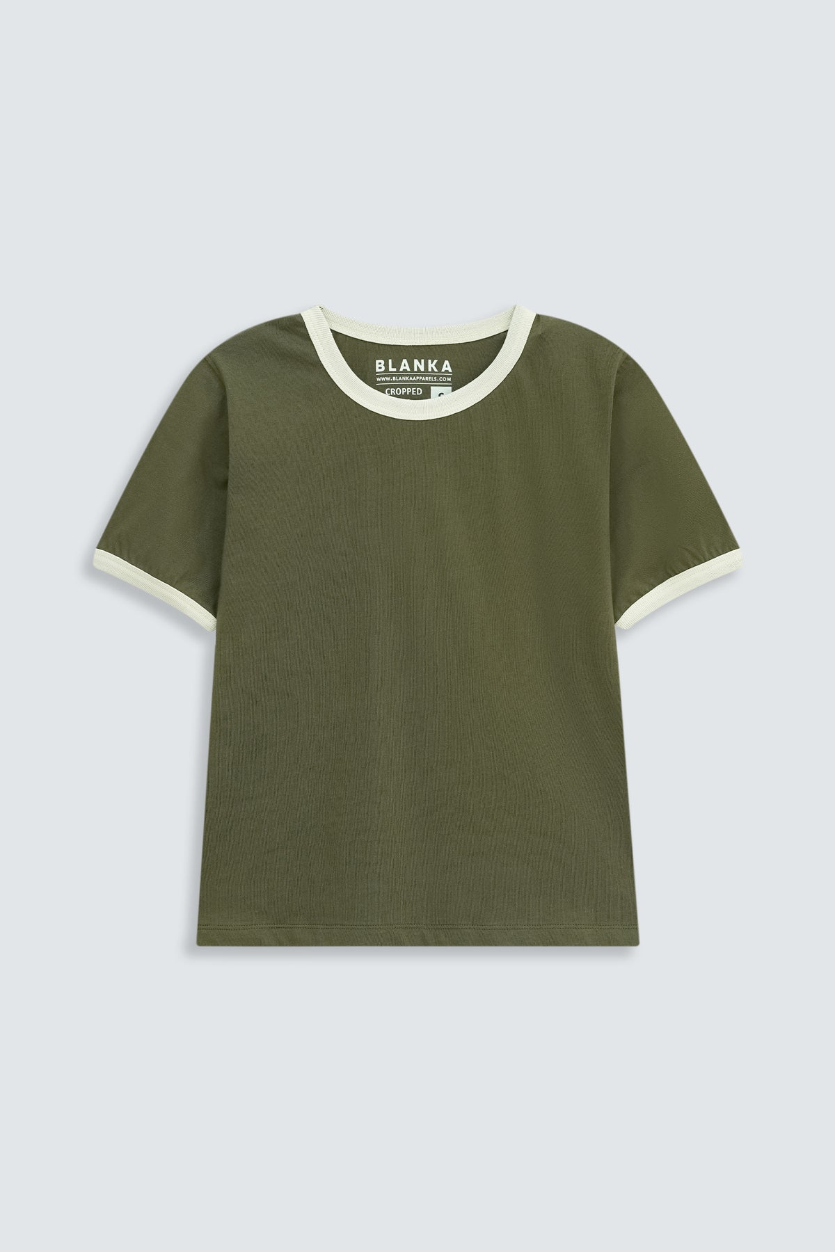 Women Contrast Ribbed Tee | Olive Green