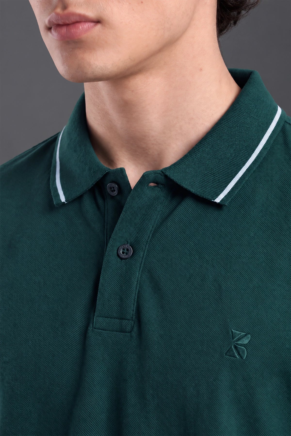 Contrast Edge Polo / Dark Teal Green