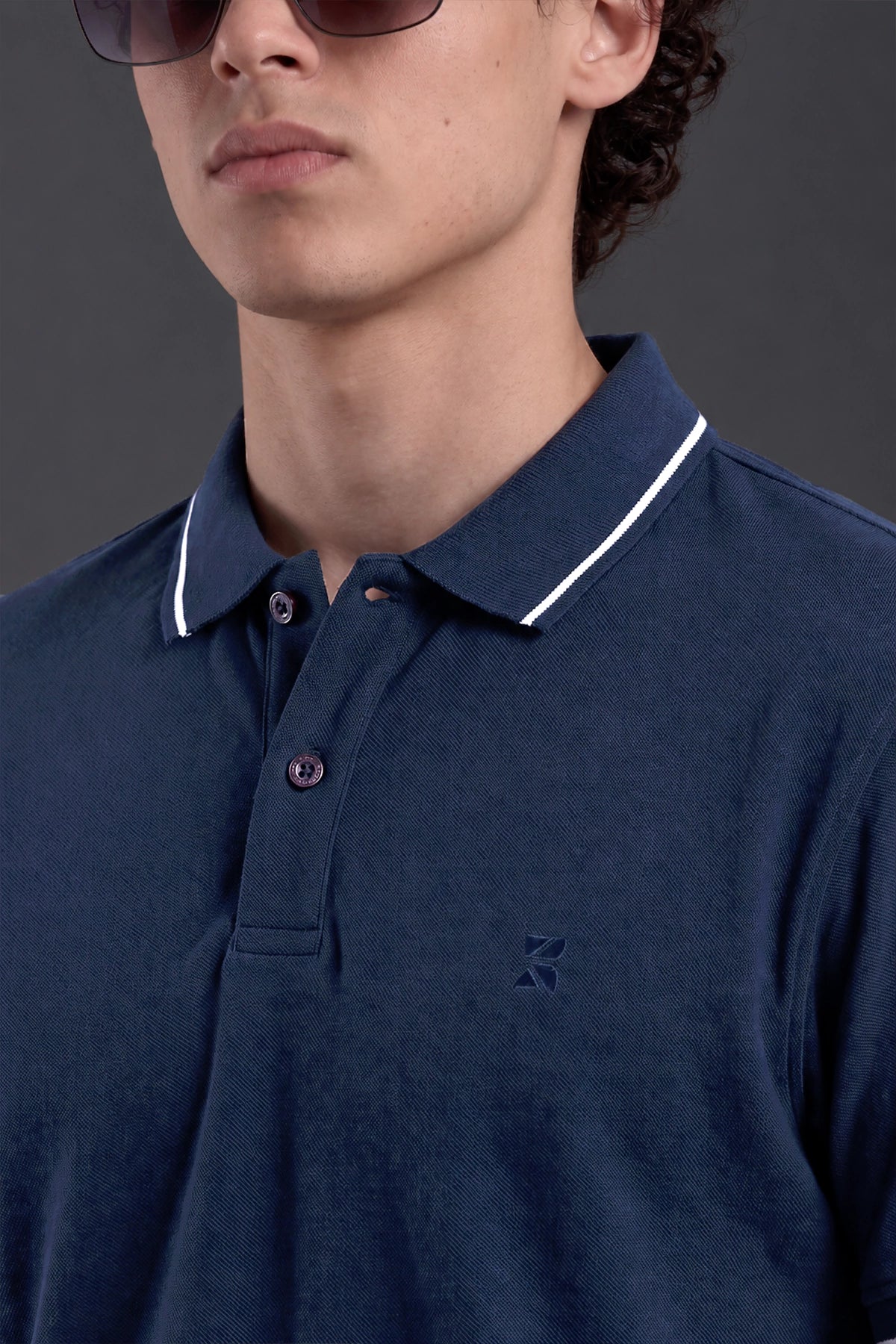 Contrast Edge Polo / Navy Blue