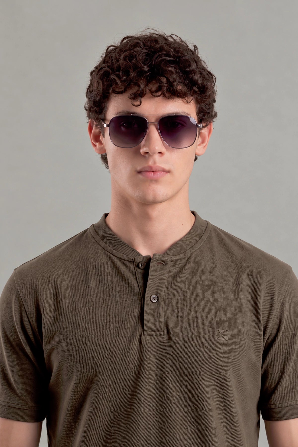 Mandrain Henley Polo - Basic / Dark brown