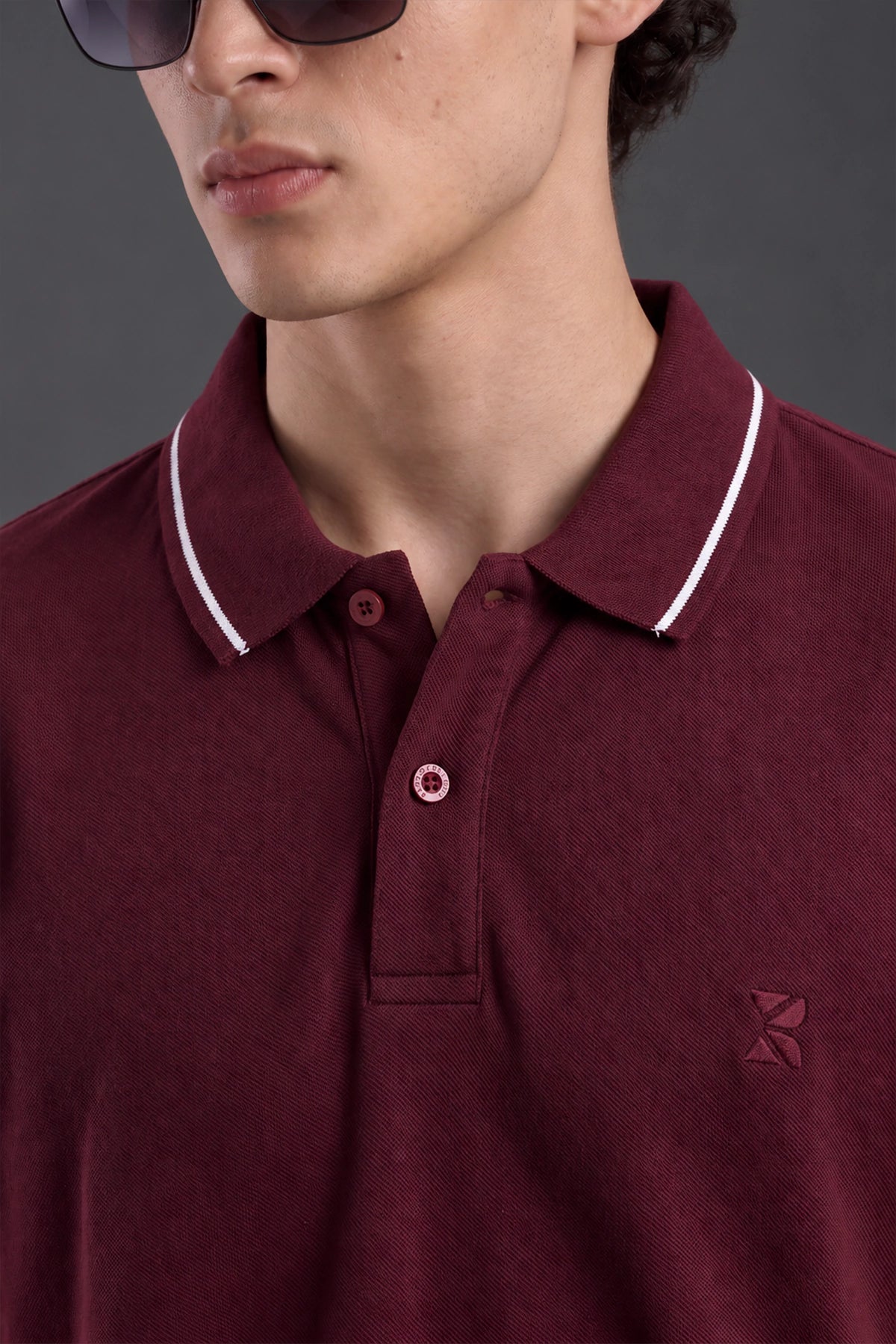 Contrast Edge Polo / Maroon