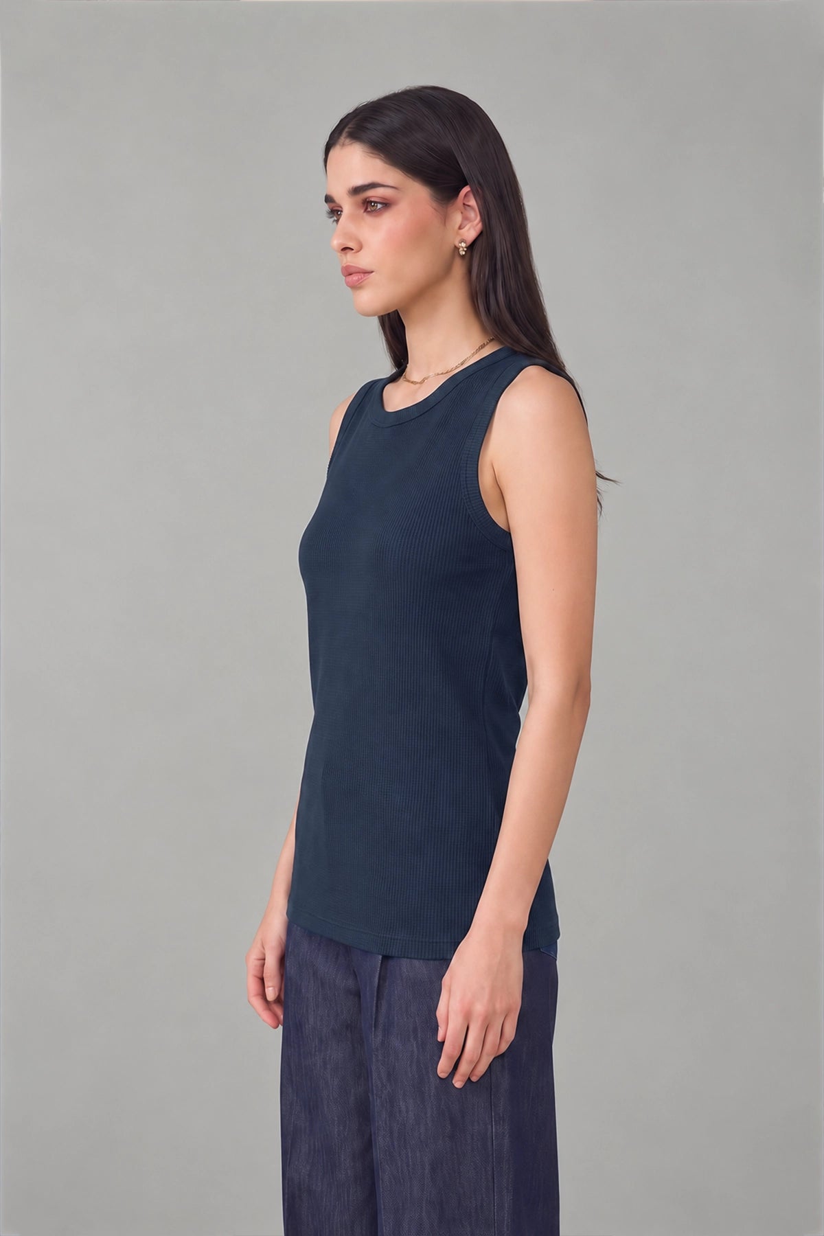 Sleeveless Thermal Top / Blue