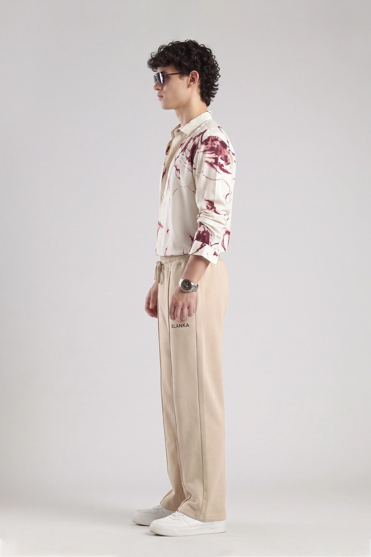 Single line plated Trouser / Camel brown
