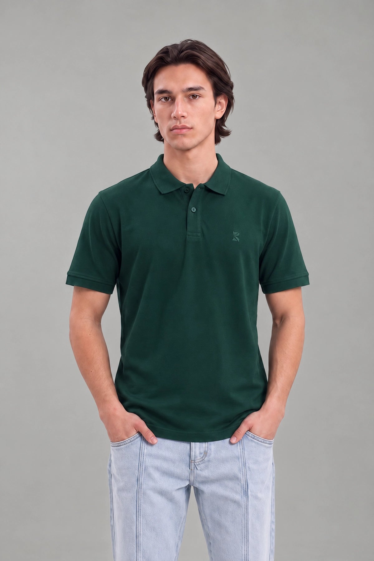 Office wear Basic polo / Dark Teal Green