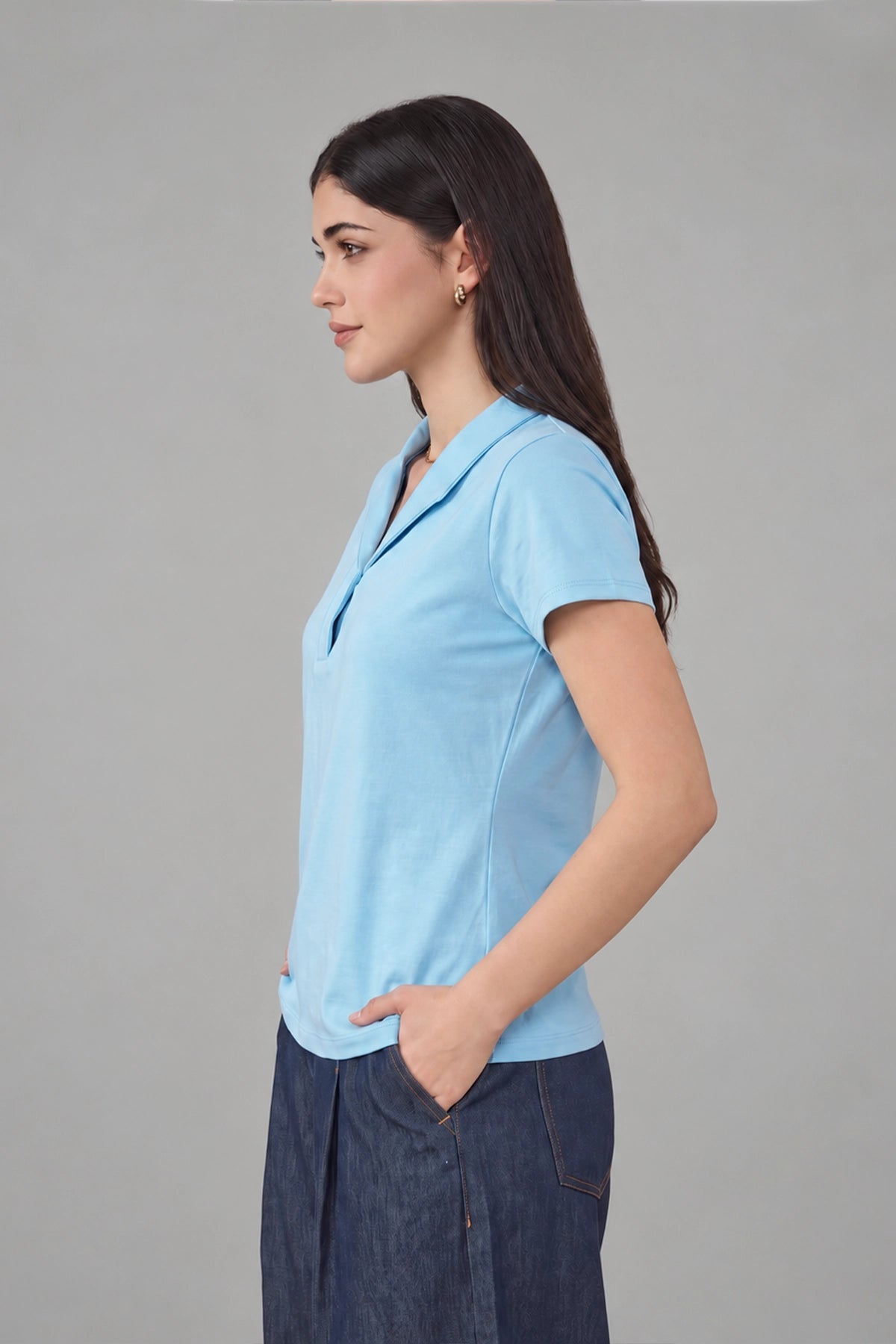 Coat Collar Tee / Sky Blue