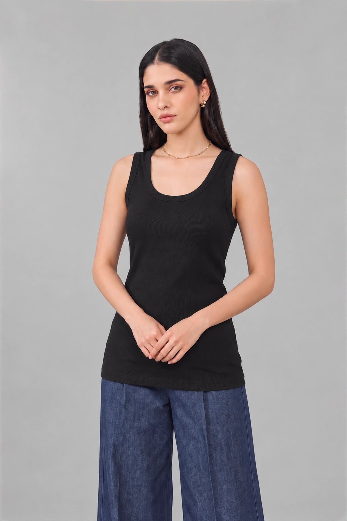 Active Wear Tank Top Ribbed / Black