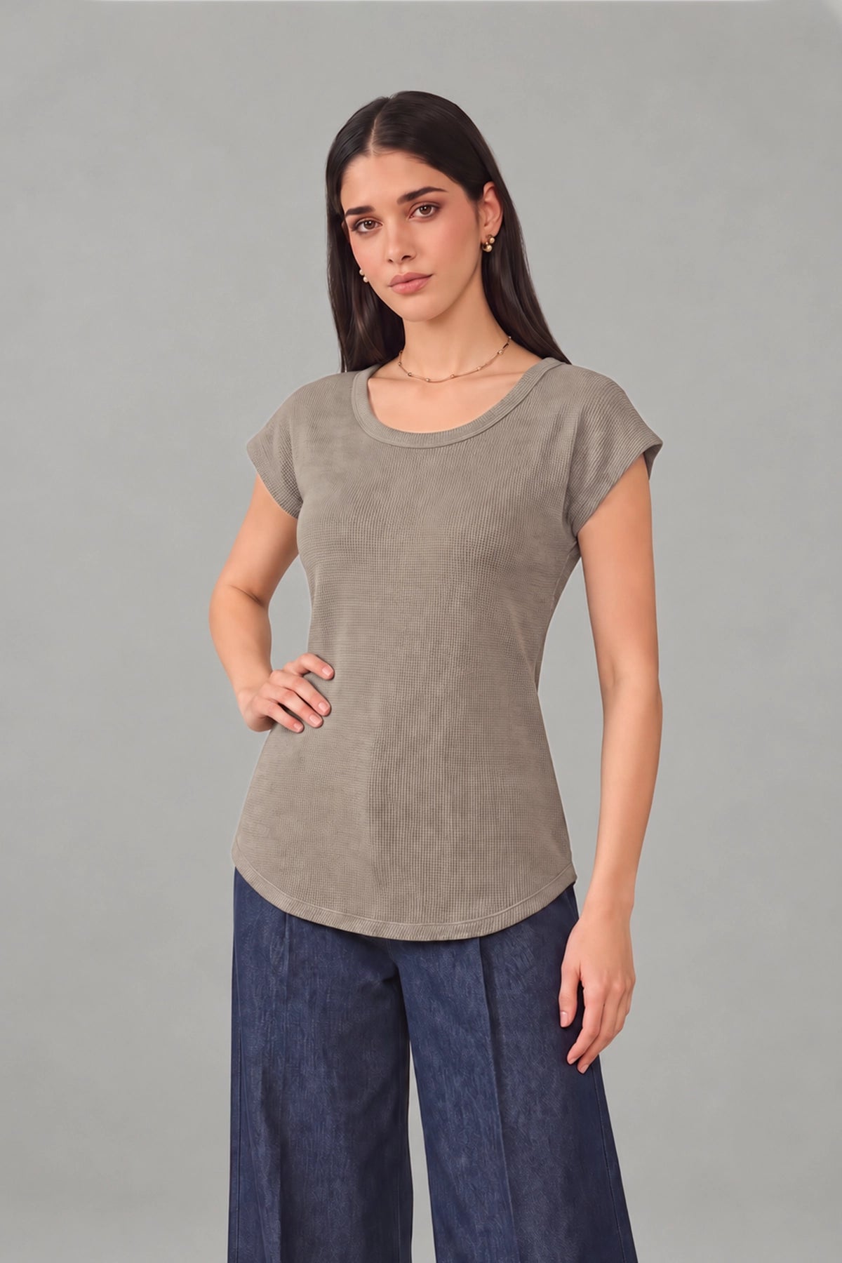 Cup Sleeve Tee / Sage Grey