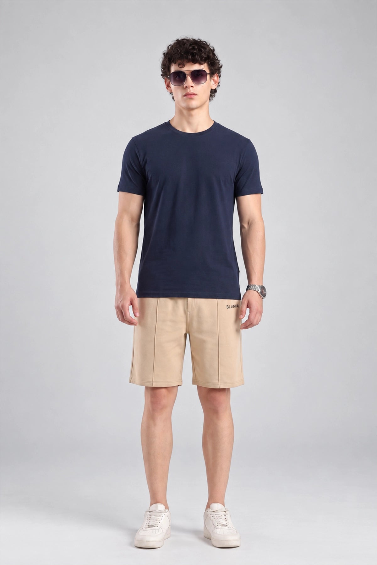 Single line plated Trouser / Camel Brown