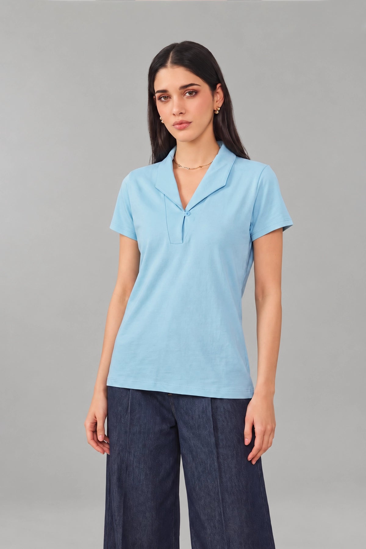 Coat Collar Tee / Sky Blue