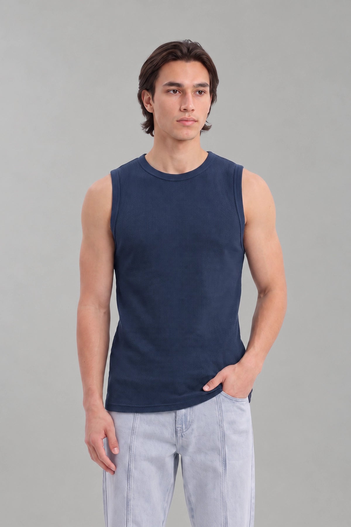 Sleeveless Thermal Top / Blue