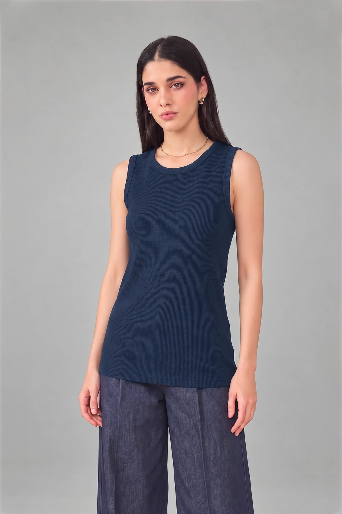 Sleeveless Thermal Top / Blue