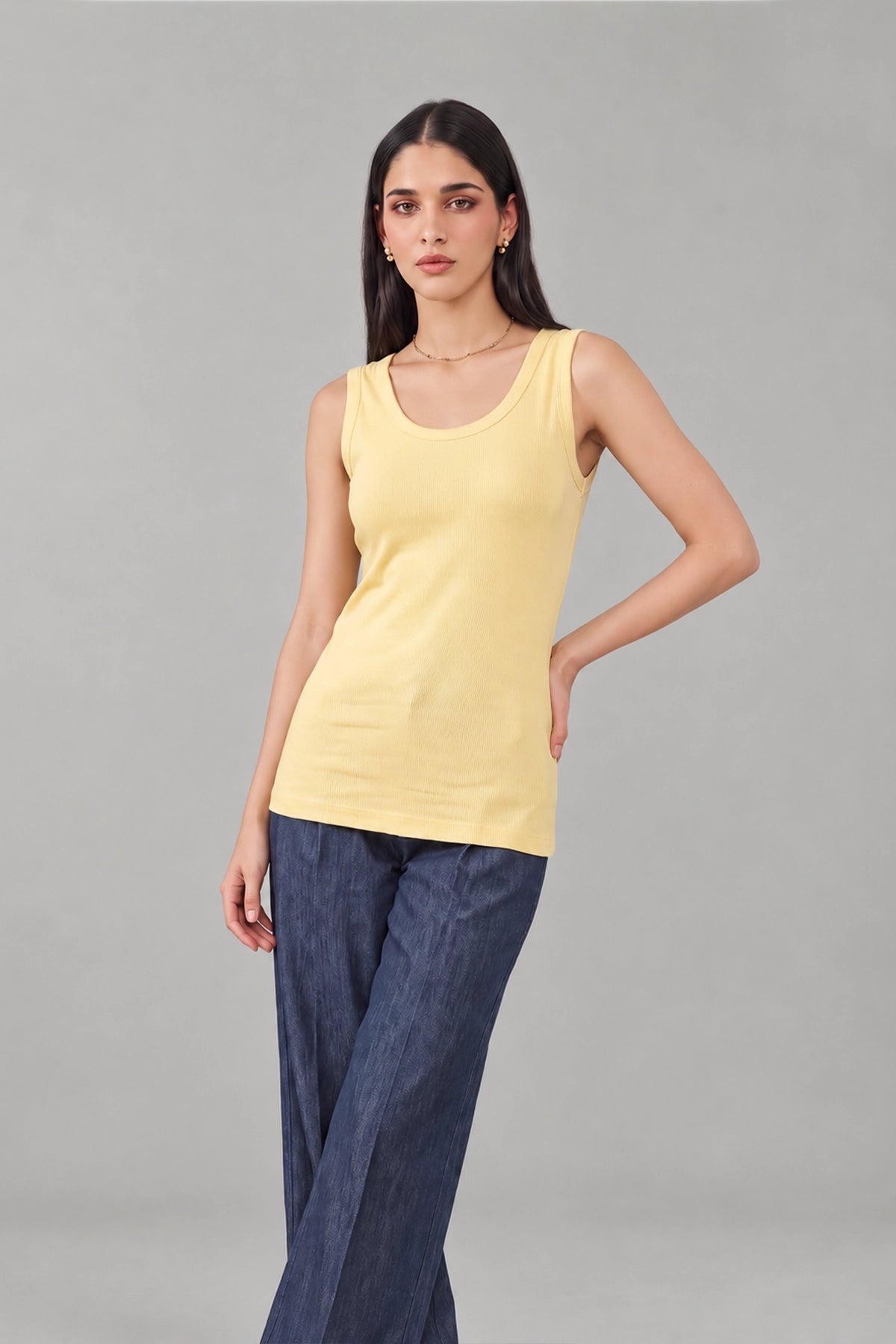 Basic Tank Top Ribbed / Sunshine Yellow