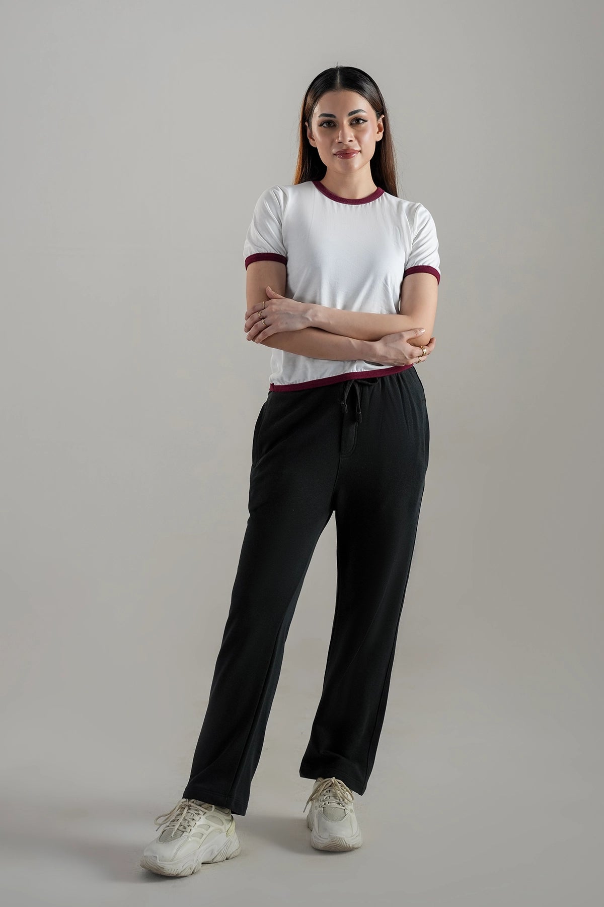 Retro Contrast Trim Ringer Tee