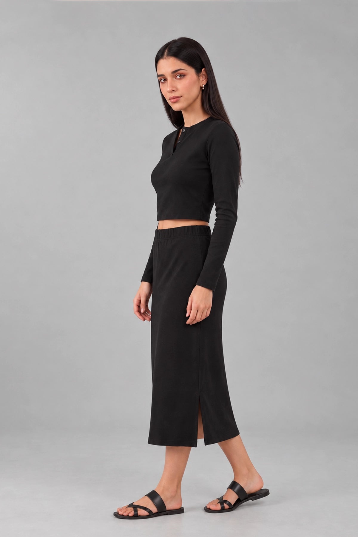 Minimal Soft Skirt Co-ord Set / Black