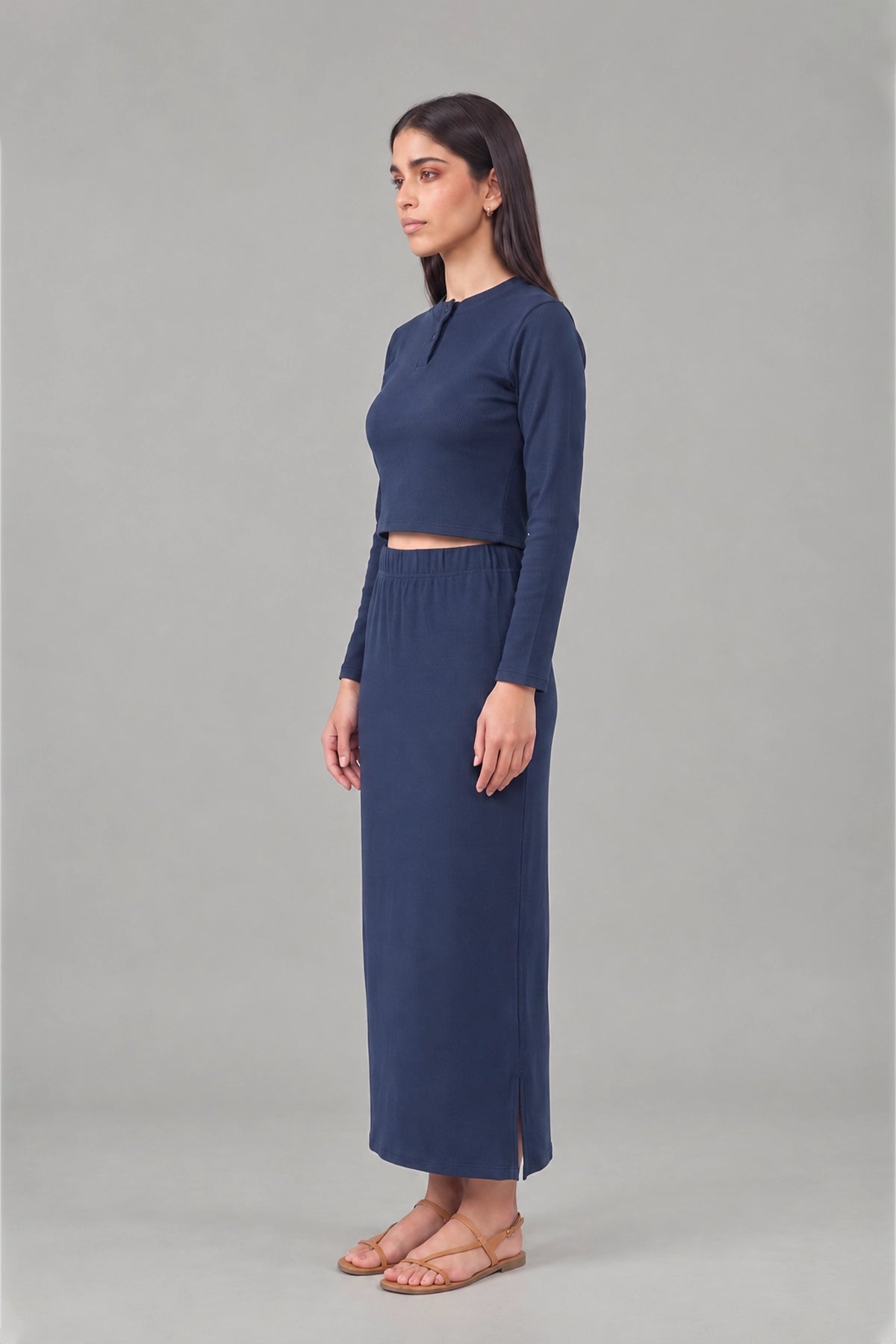 Minimal Soft Skirt Co-ord Set / Navy Blue
