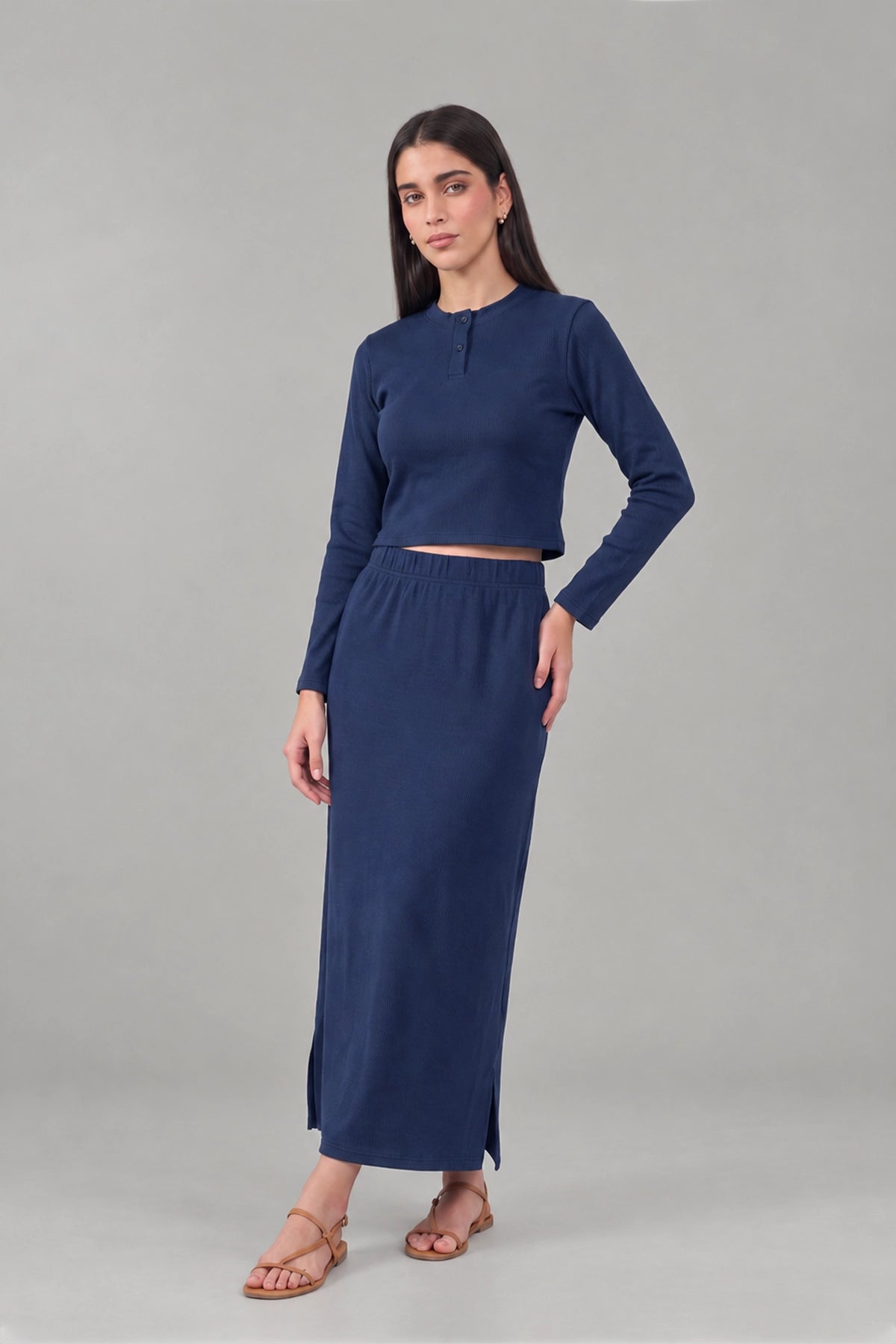 Minimal Soft Skirt Co-ord Set / Navy Blue