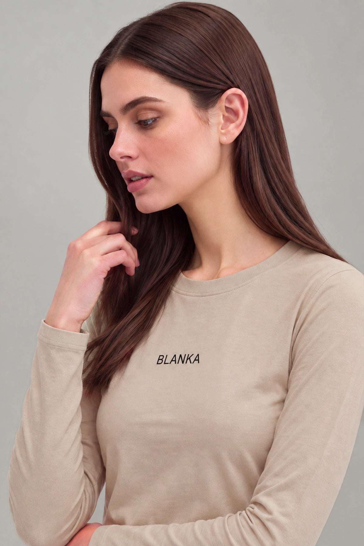 Cropped Fitted Tee / Camel Brown